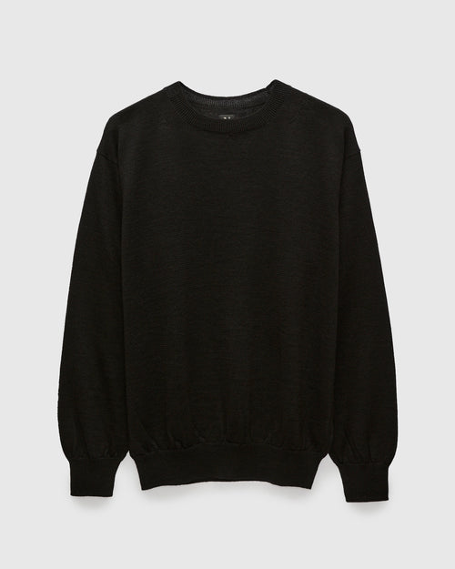 Ramie Wool Crewneck Sweater in Black