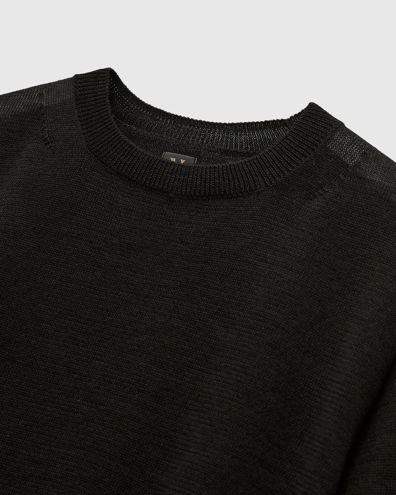Ramie Wool Crewneck Sweater in Black