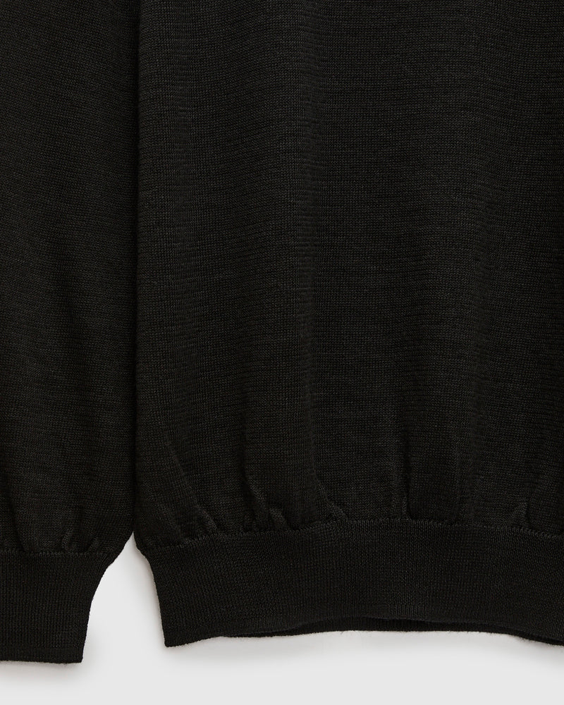 Ramie Wool Crewneck Sweater in Black