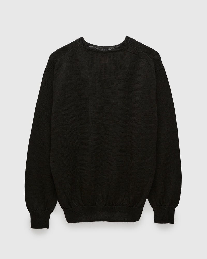 Ramie Wool Crewneck Sweater in Black