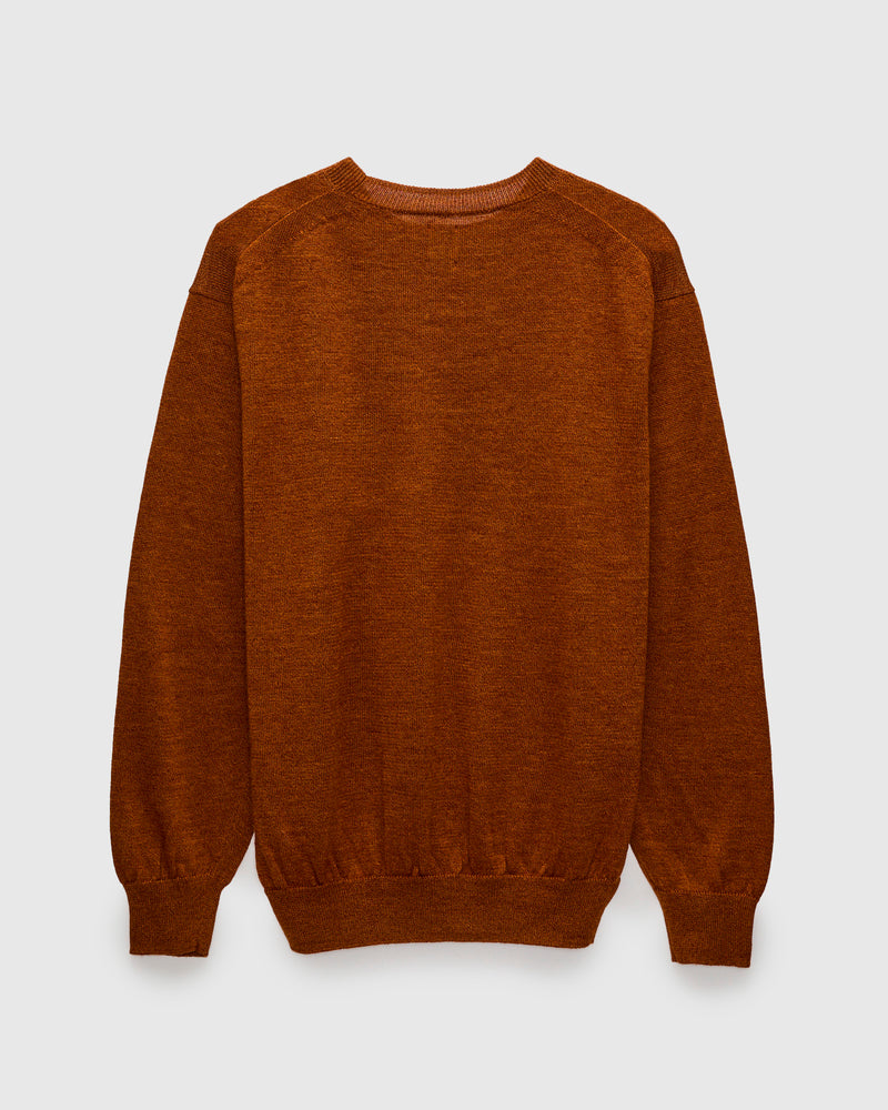Ramie Wool Crewneck Sweater in Brick