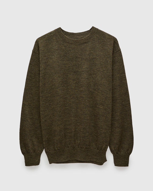 Ramie Wool Crewneck Sweater in Olive