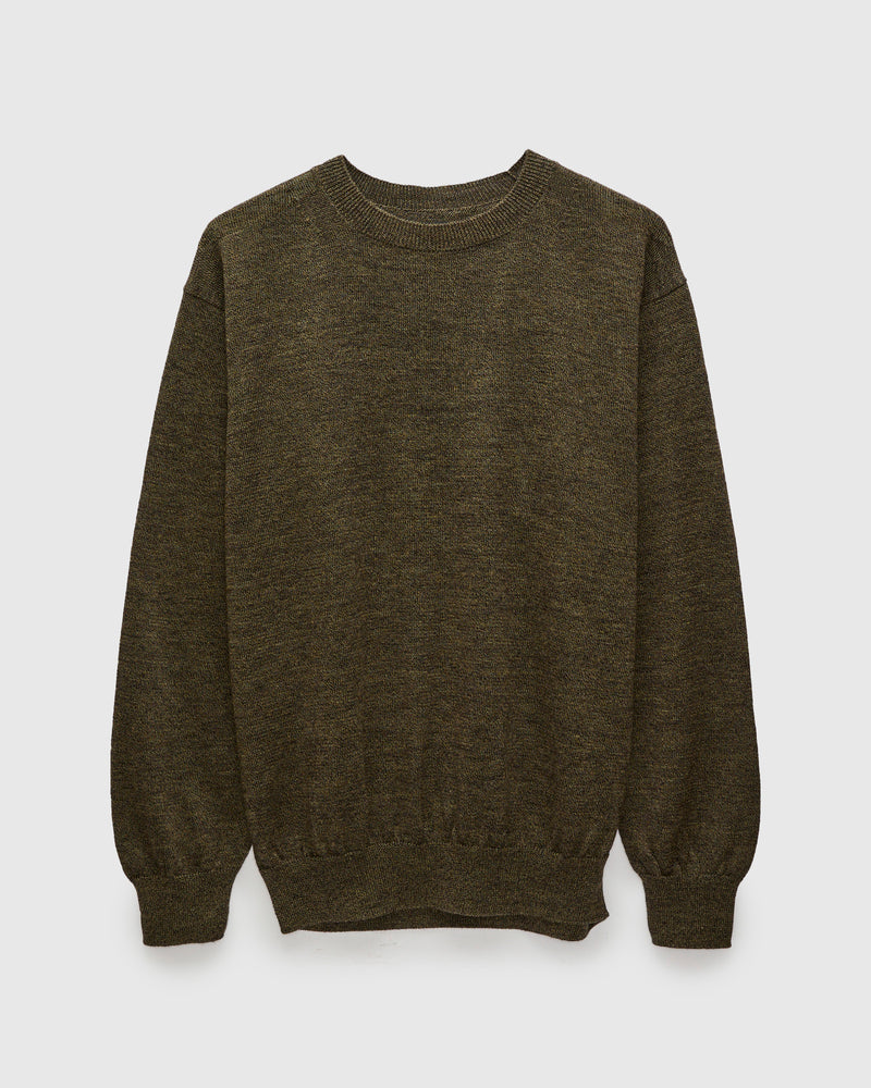 Ramie Wool Crewneck Sweater in Olive