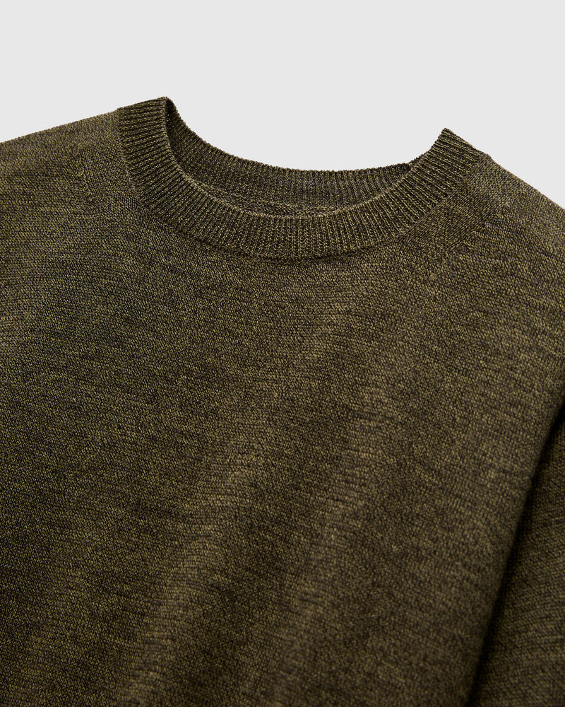 Ramie Wool Crewneck Sweater in Olive