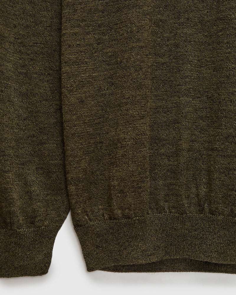 Ramie Wool Crewneck Sweater in Olive