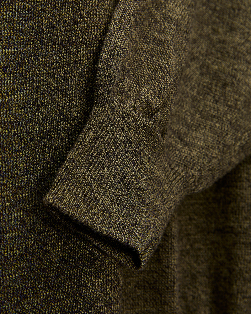 Ramie Wool Crewneck Sweater in Olive
