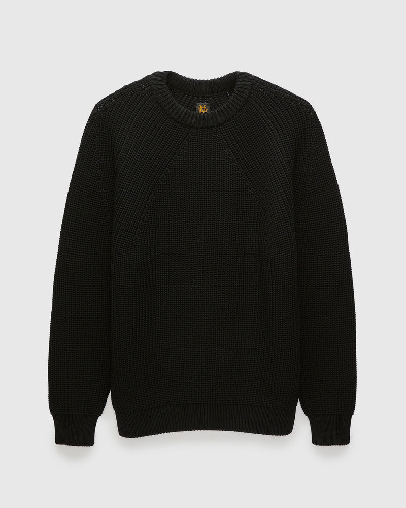 Signature Knit Wool Crewneck in Black