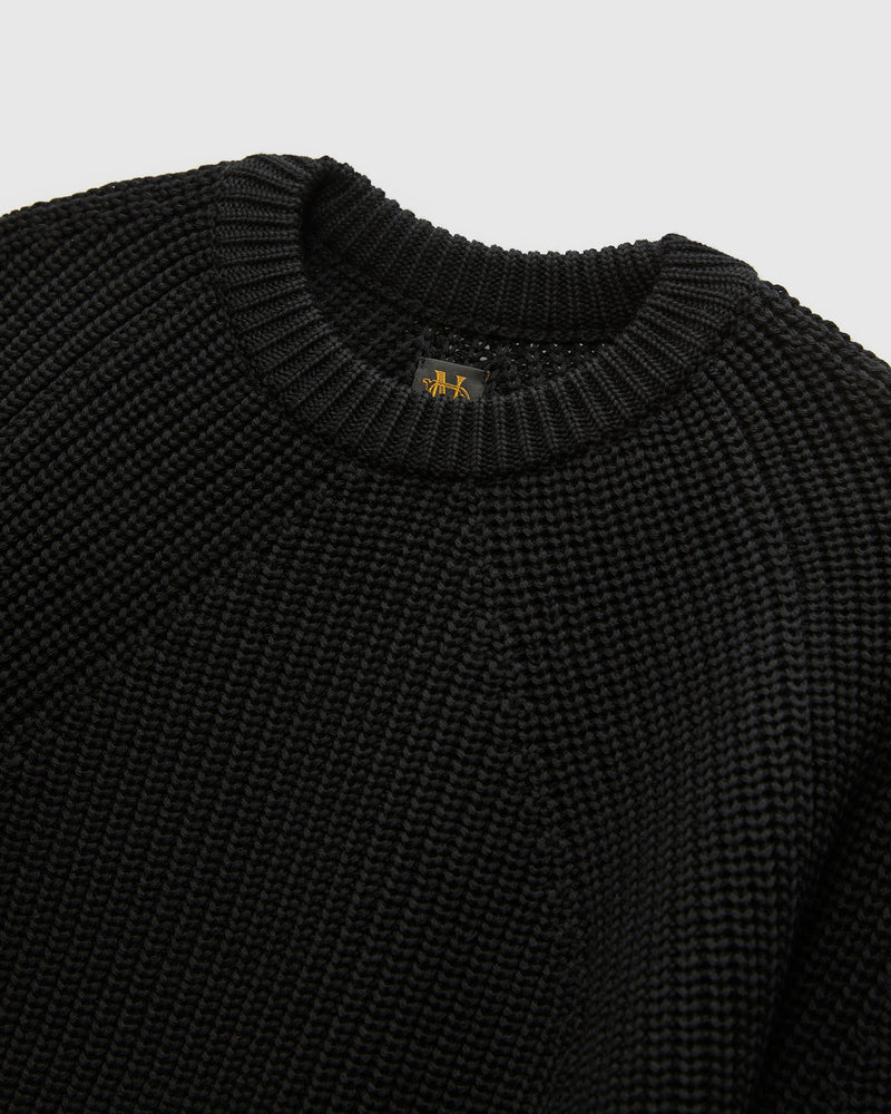 Signature Knit Wool Crewneck in Black