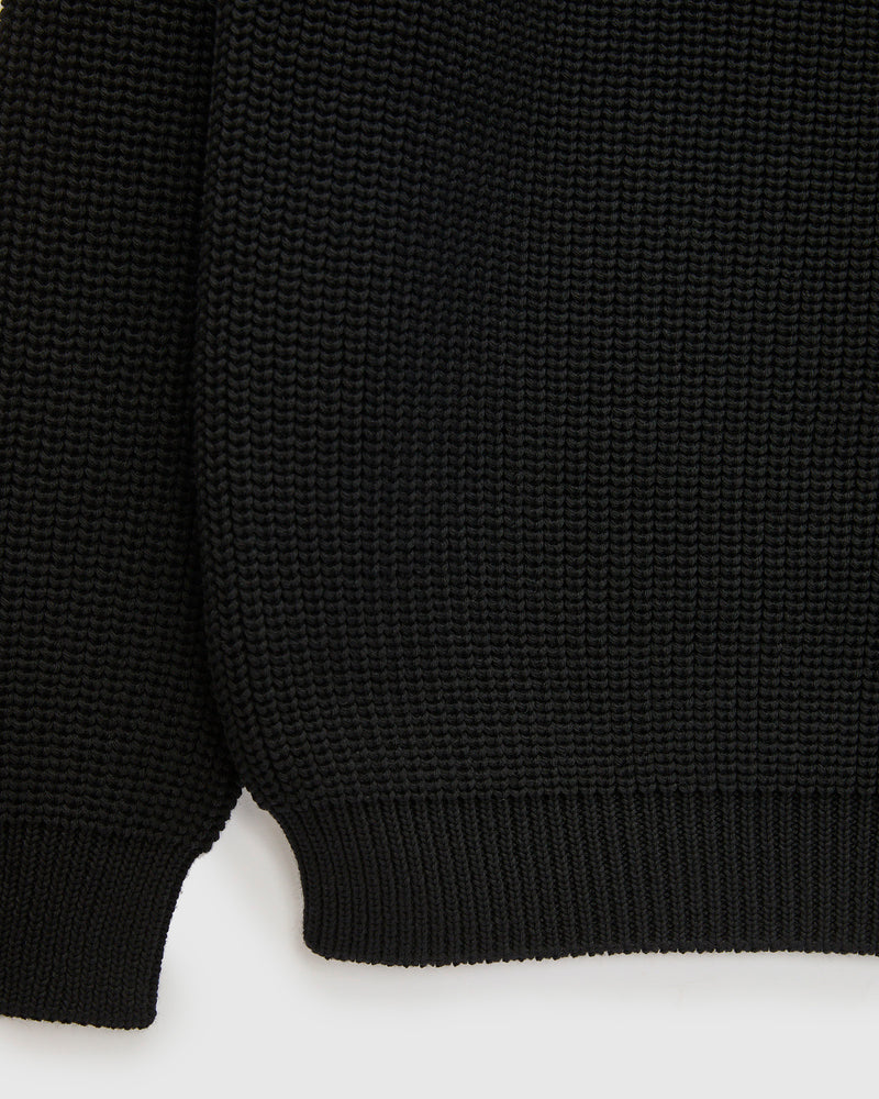 Signature Knit Wool Crewneck in Black