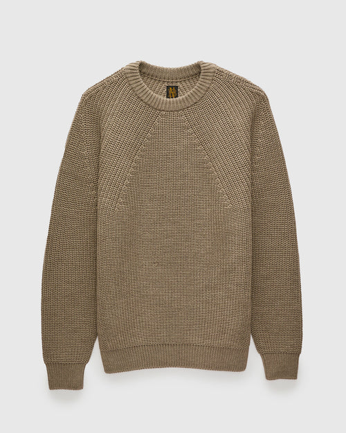 Signature Knit Wool Crewneck in Melange Brown