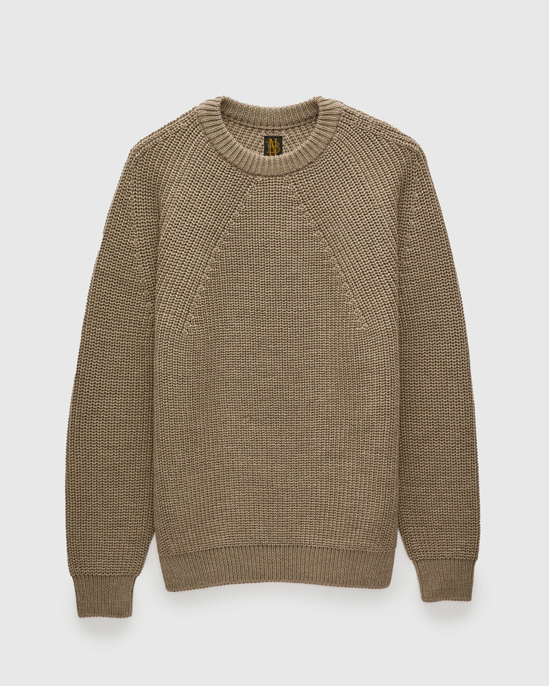 Signature Knit Wool Crewneck in Melange Brown