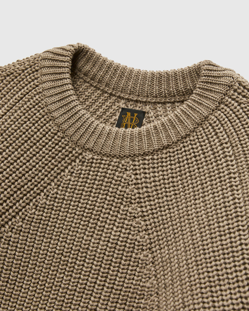 Signature Knit Wool Crewneck in Melange Brown