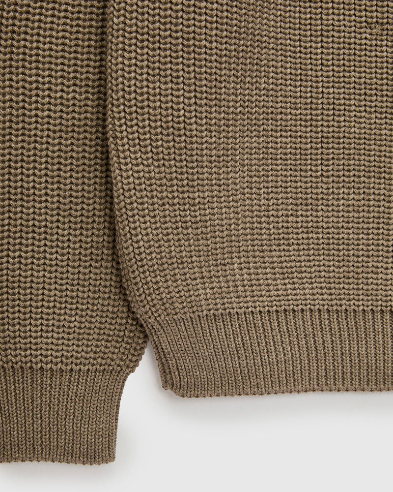 Signature Knit Wool Crewneck in Melange Brown