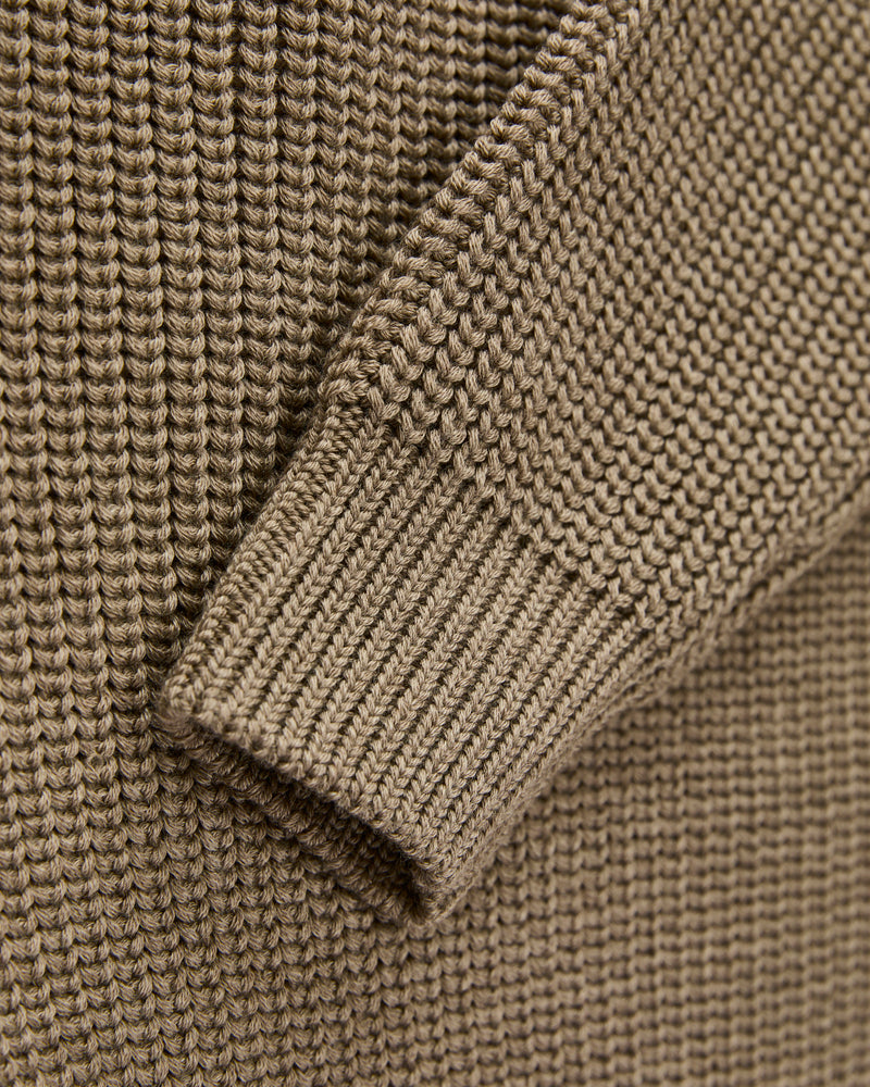 Signature Knit Wool Crewneck in Melange Brown