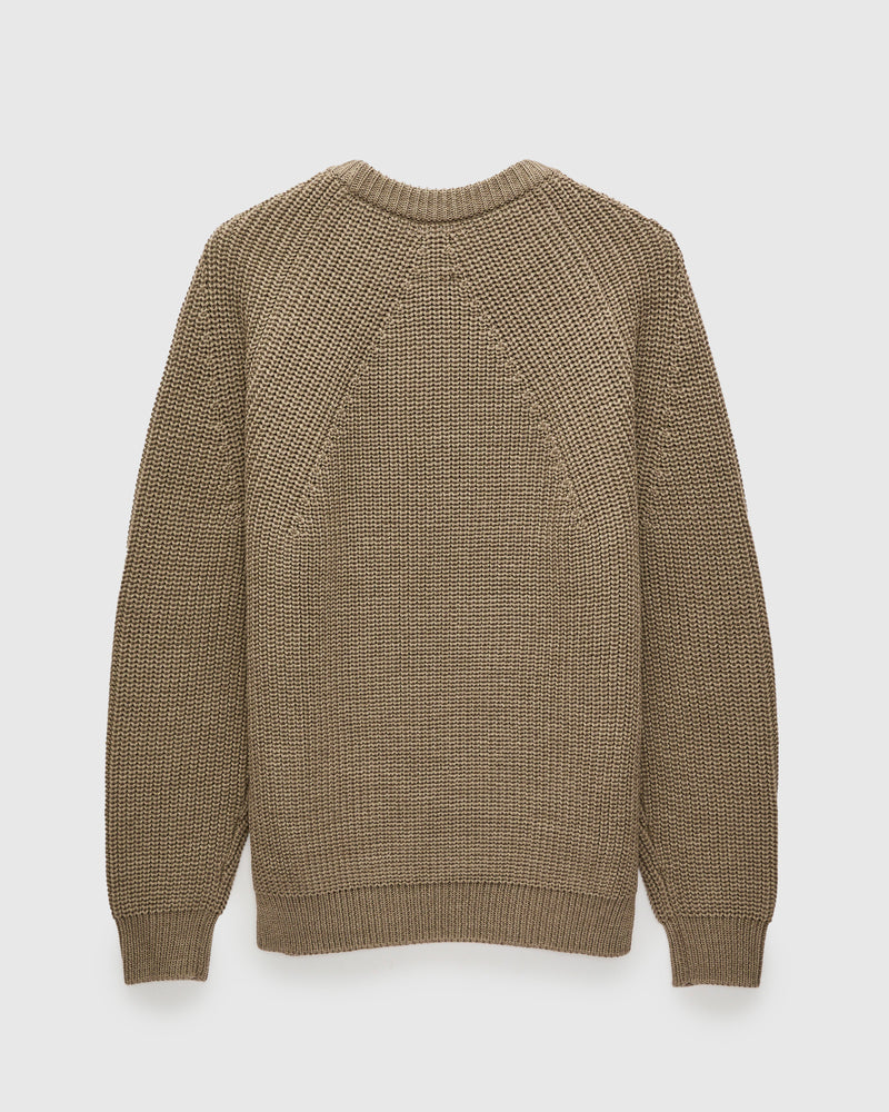 Signature Knit Wool Crewneck in Melange Brown