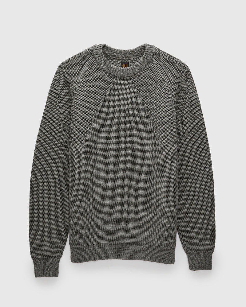 Signature Knit Wool Crewneck in Melange Grey