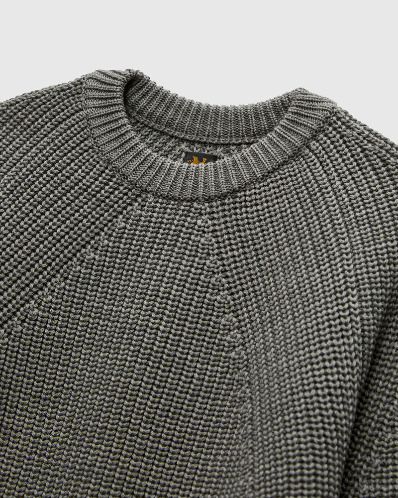 Signature Knit Wool Crewneck in Melange Grey