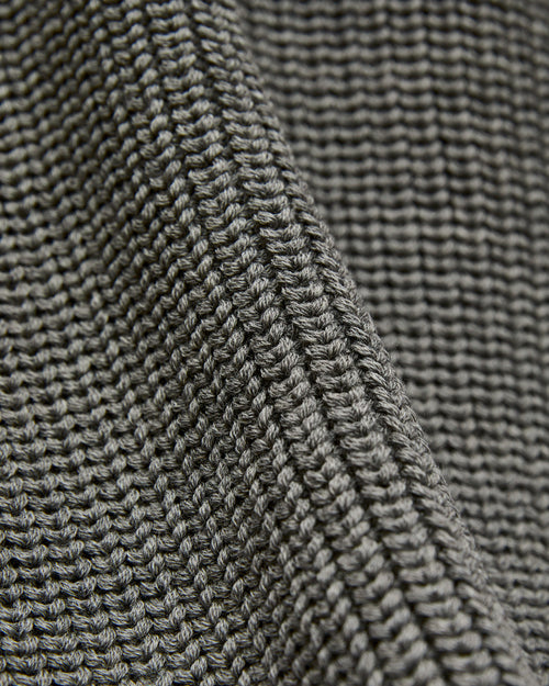 Signature Knit Wool Crewneck in Melange Grey