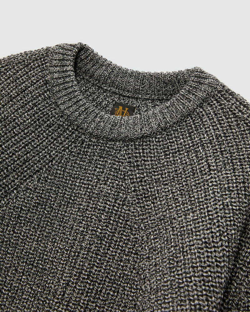 Signature Knit Wool Crewneck in Ivory/Black