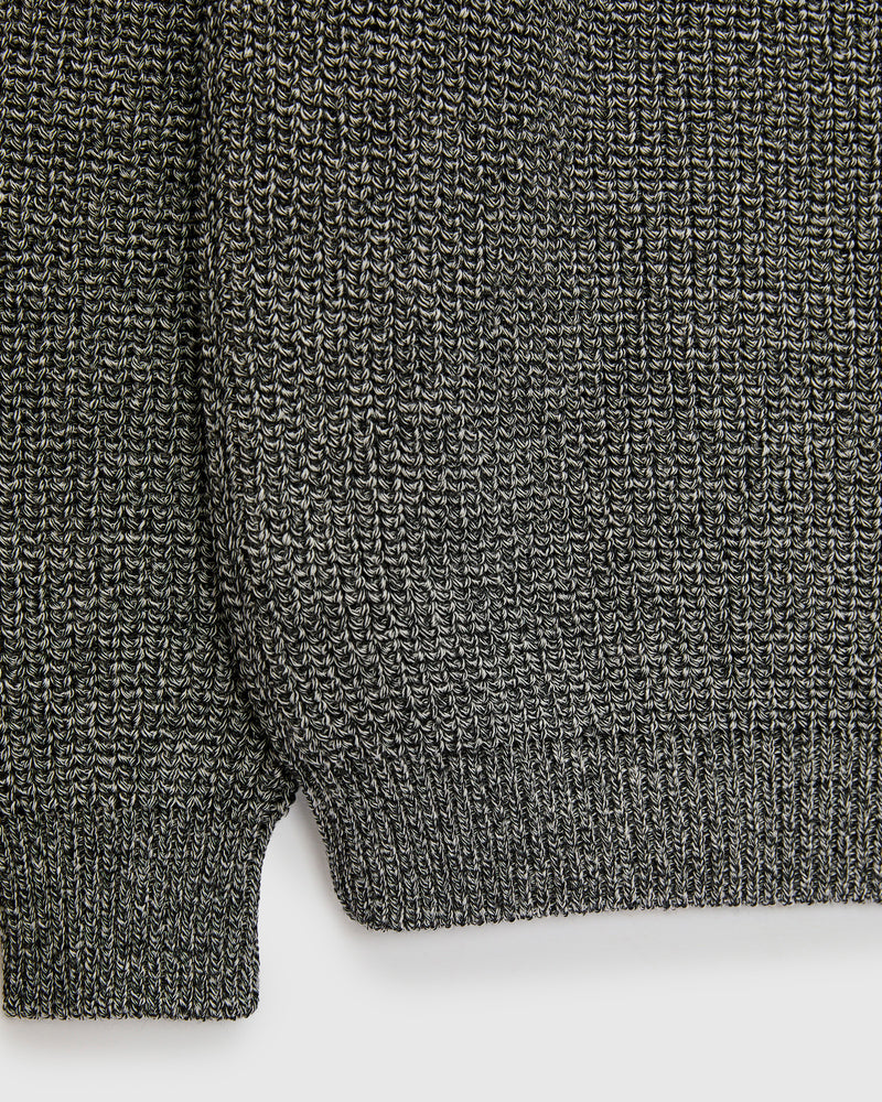 Signature Knit Wool Crewneck in Ivory/Black