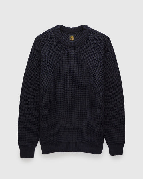 Signature Knit Wool Crewneck in Navy