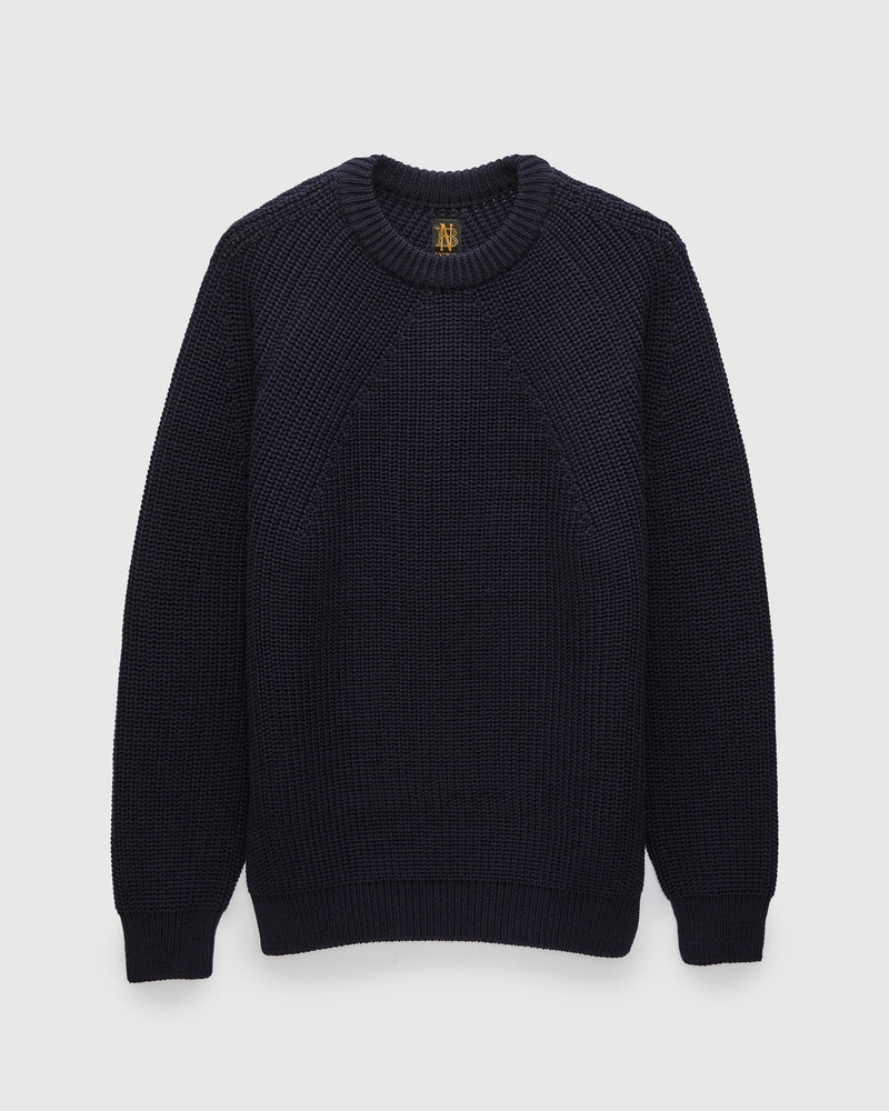 Signature Knit Wool Crewneck in Navy