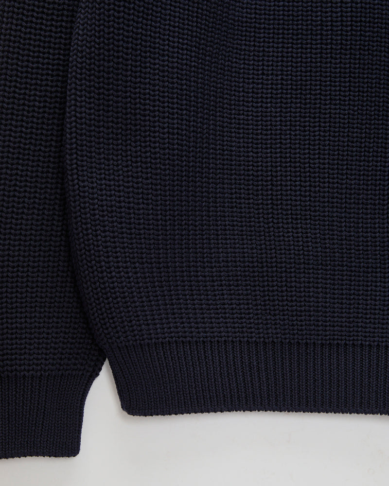 Signature Knit Wool Crewneck in Navy