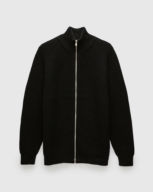 Signature Knit Wool Drivers Zip in Black