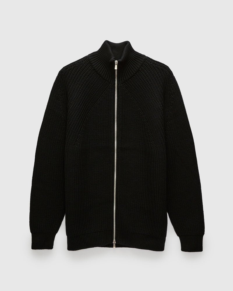 Signature Knit Wool Drivers Zip in Black