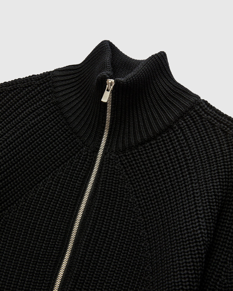 Signature Knit Wool Drivers Zip in Black