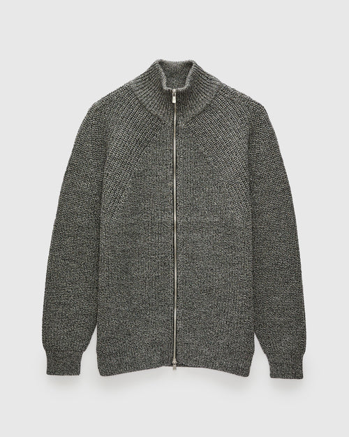 Signature Knit Wool Drivers Zip in Ivory/Black