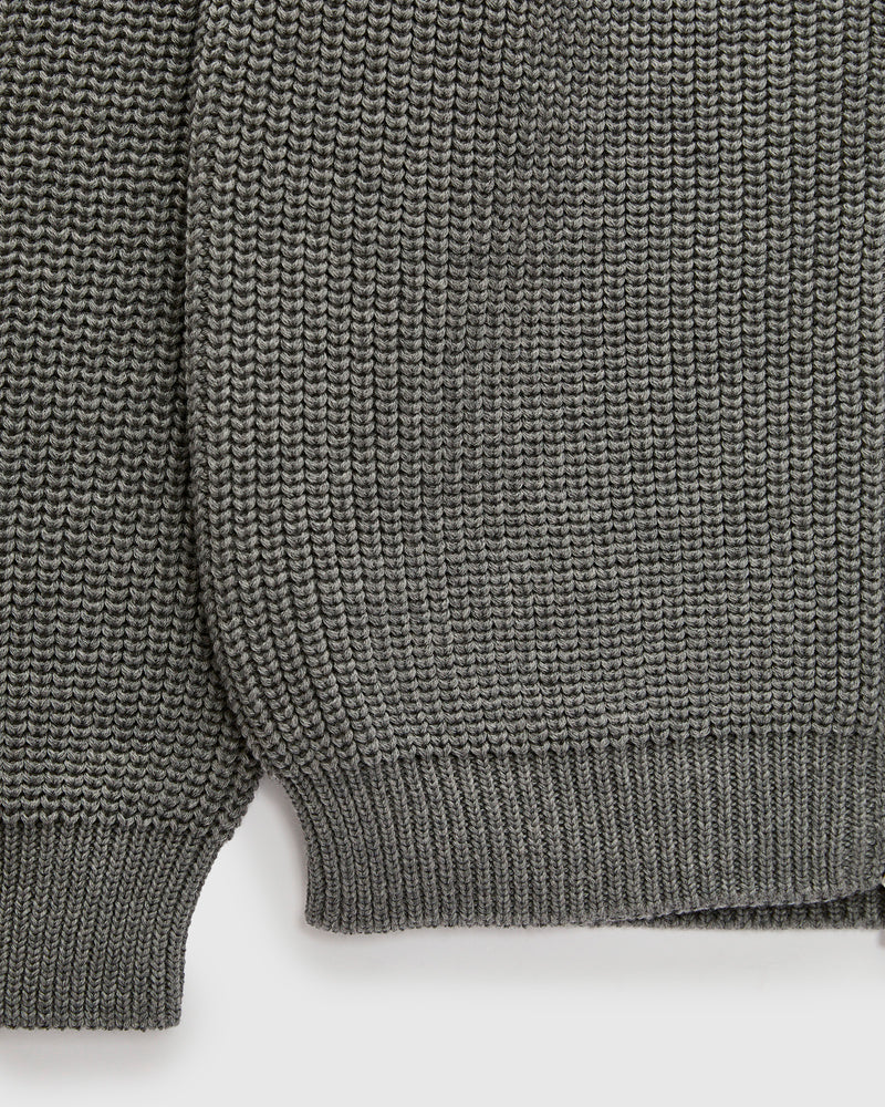 Signature Knit Wool Drivers Zip in Melange Grey