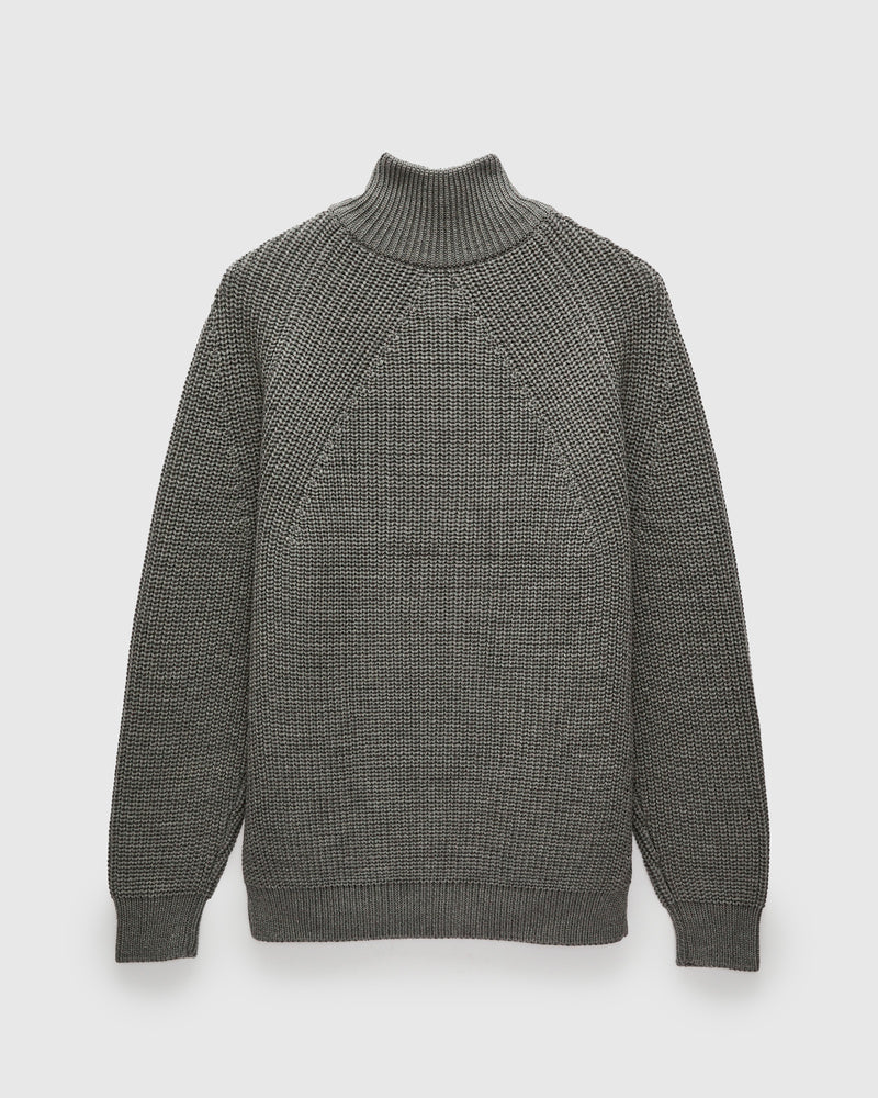 Signature Knit Wool Drivers Zip in Melange Grey