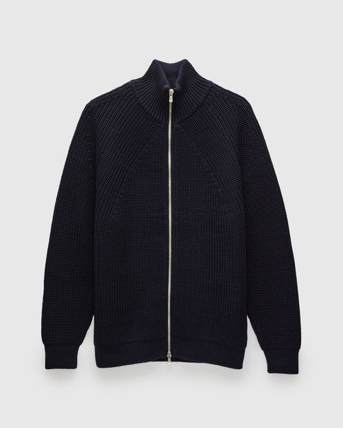 Signature Knit Wool Drivers Zip in Navy