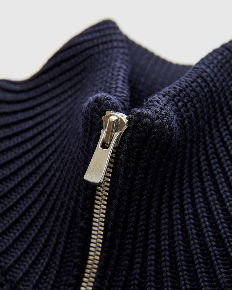 Signature Knit Wool Drivers Zip in Navy