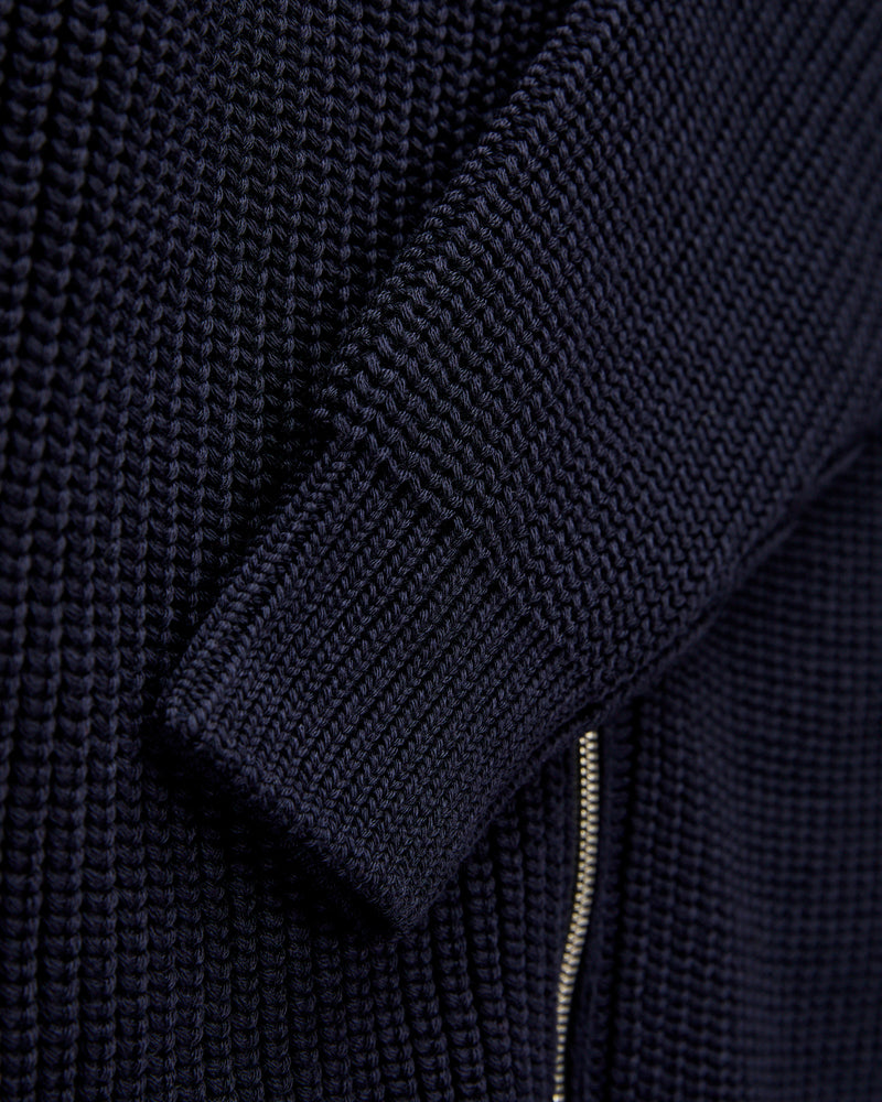 Signature Knit Wool Drivers Zip in Navy