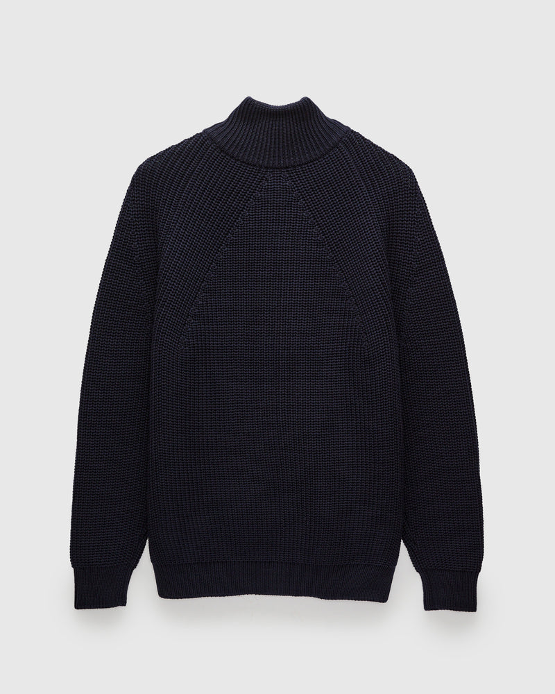 Signature Knit Wool Drivers Zip in Navy