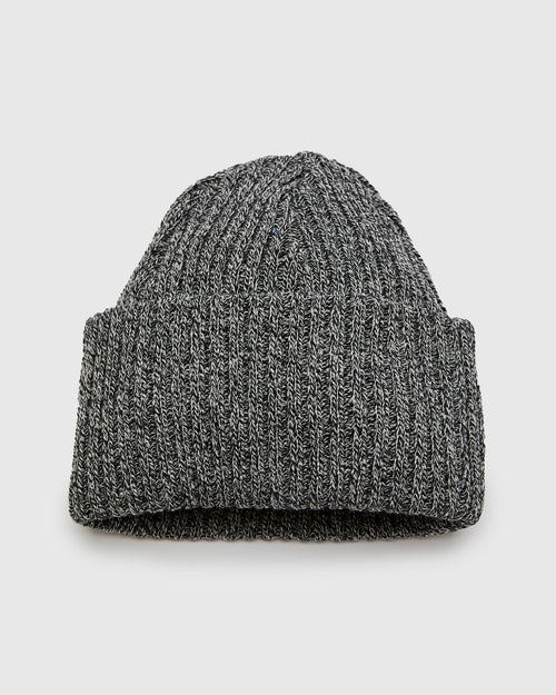 Solid Wool Knit Cap in Ivory/Black