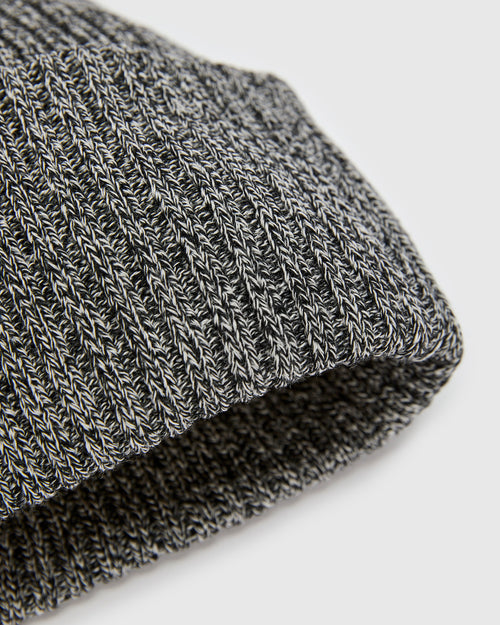 Solid Wool Knit Cap in Ivory/Black