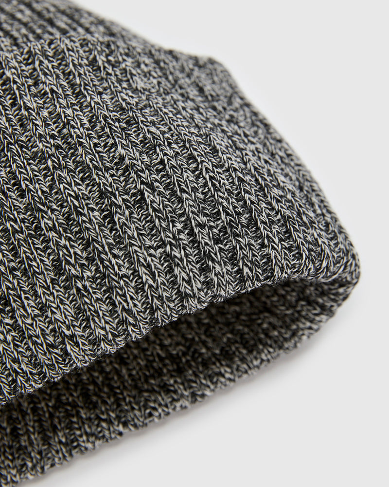 Solid Wool Knit Cap in Ivory/Black