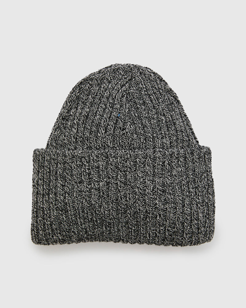 Solid Wool Knit Cap in Ivory/Black