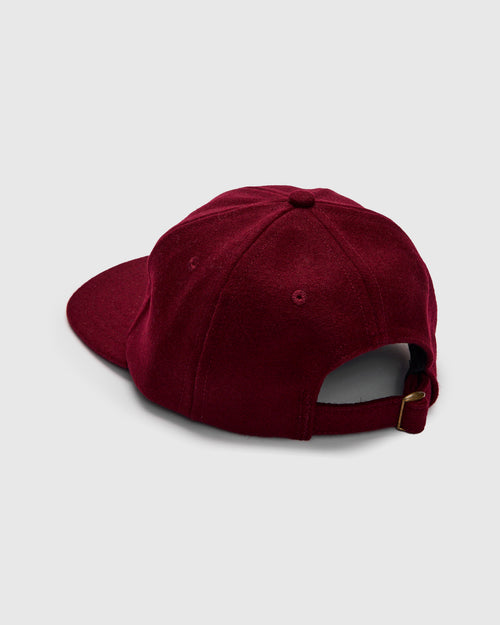 Baseball Hat in Burgundy Melton Wool