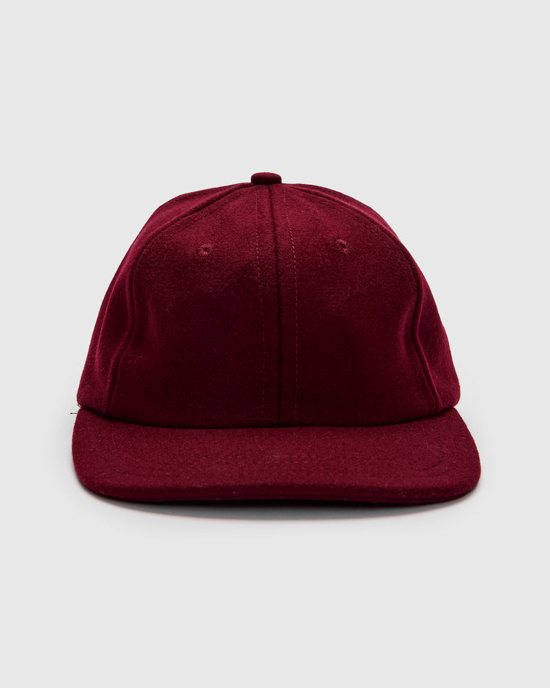 Baseball Hat in Burgundy Melton Wool