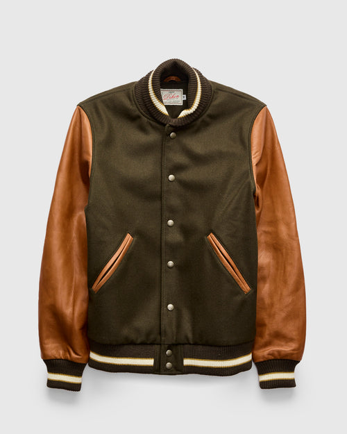 Varsity Jacket in Loden/Rust