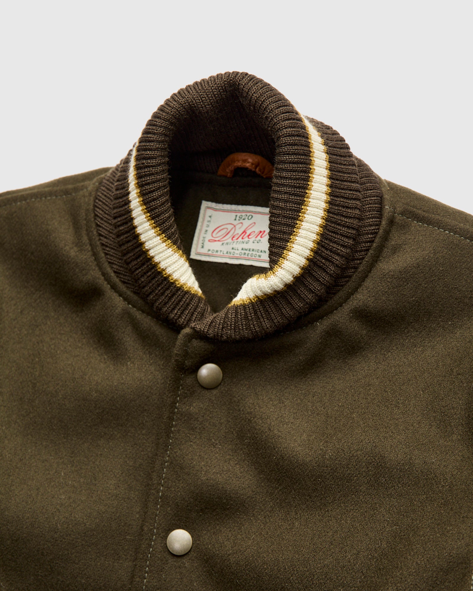 Varsity Jacket in Loden/Rust – Blue Owl Workshop
