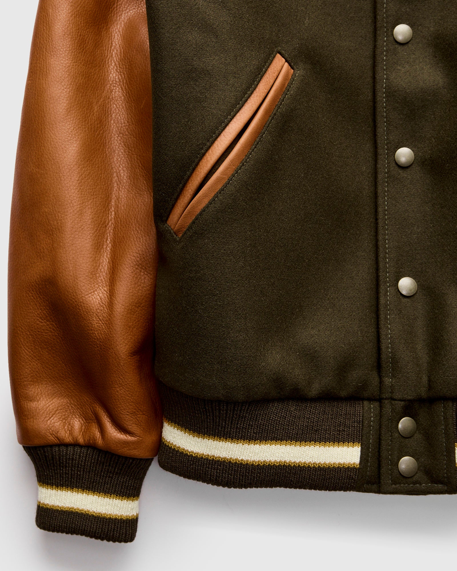 Varsity Jacket in Loden/Rust – Blue Owl Workshop