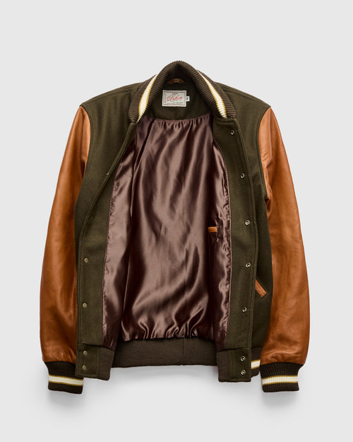 Varsity Jacket in Loden/Rust