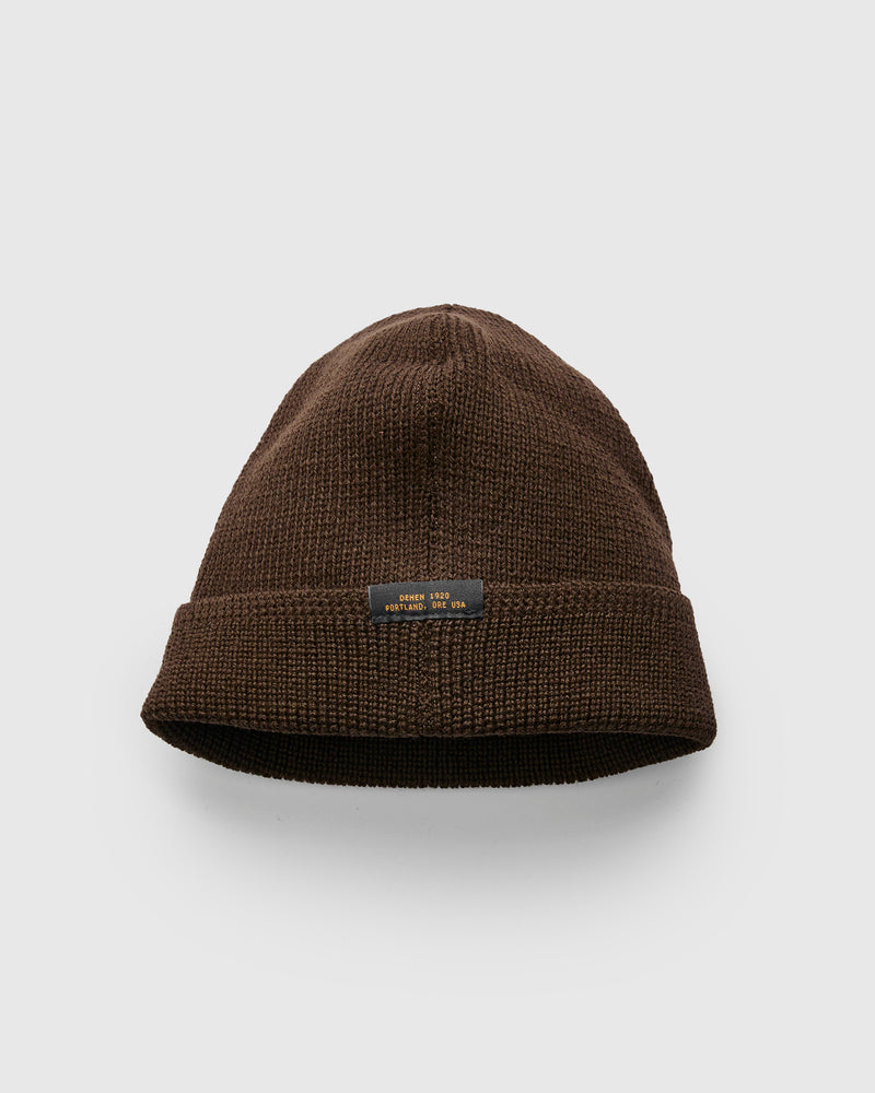Wool Knit Watch Cap in Brown