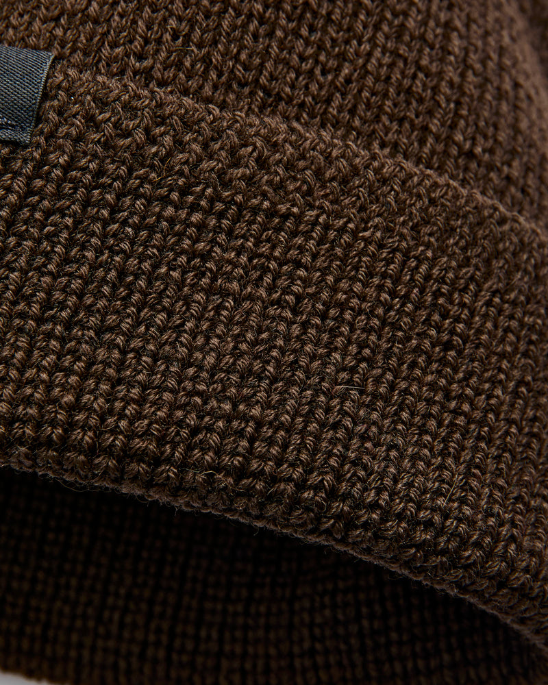 Wool Knit Watch Cap in Brown