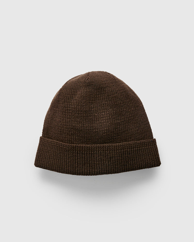Wool Knit Watch Cap in Brown